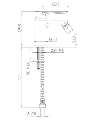 Ducati HD20 Bidet mixer without waste