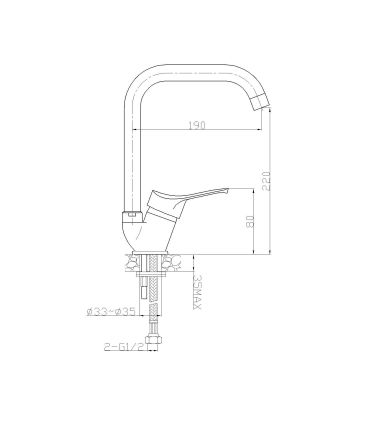 M'amo Sei series single hole square mouth kitchen mixer