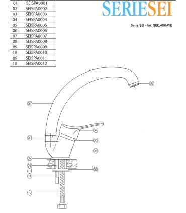 Single hole kitchen mixer with high spout M'amo Sei series