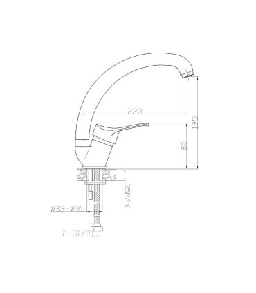 Single hole kitchen mixer with high spout M'amo Sei series