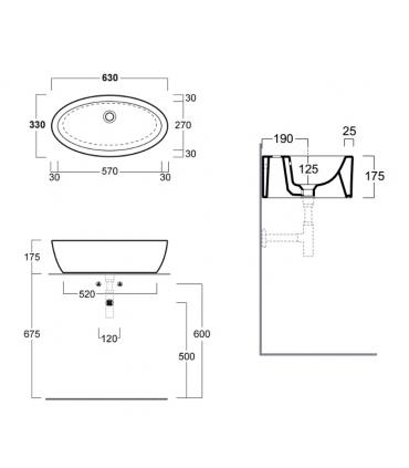 Simas Spazio Lft64 Countertop washbasin 63
