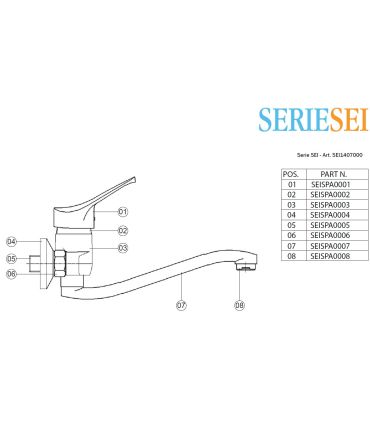 M'amo Sei series wall-mounted kitchen mixer