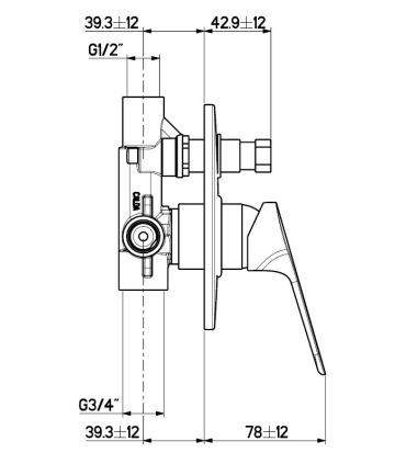 Built-in bathtub-shower body with M'amo MIX4000 diverter