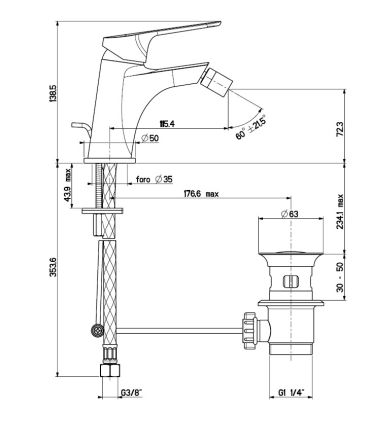 ECO bidet mixer with M'amo MIX4000 waste