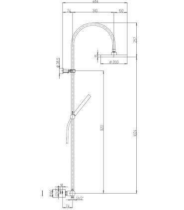 M'amo thermostatic shower column with 20 cm diameter shower head