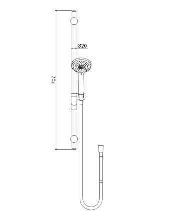 Adjustable sliding rails with 3J hand shower diameter 110 Ponte Giulio