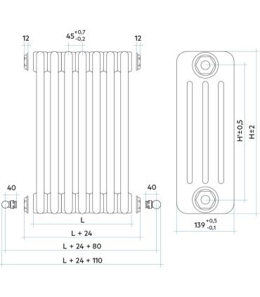 Radiatore a colonne Irsap tesi 4 altezza 765