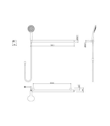 Linear handle with left shower support Ponte Giulio Ada series