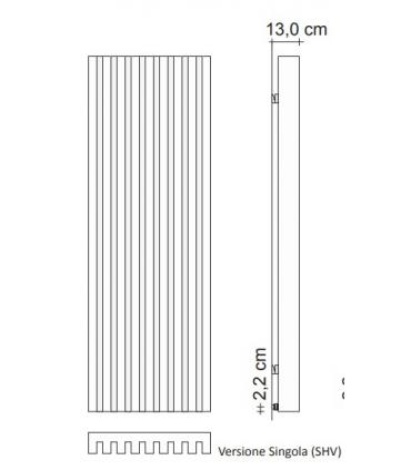 Radiatore verticale Tubes Soho ad acqua H.180 cm