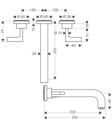 Hansgrohe Traditional tap wall hung Washbasin axor raindance 39315.