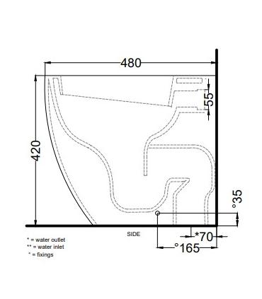 Ceramica Cielo Smile Mini back to wall WC with floor drain 34X48
