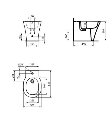 Bidet a pavimento filo parete Ideal standard Connect air E2334