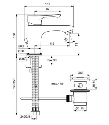 Miscelatore Lavabo con scarico Ideal Standard Alpha BC647AA