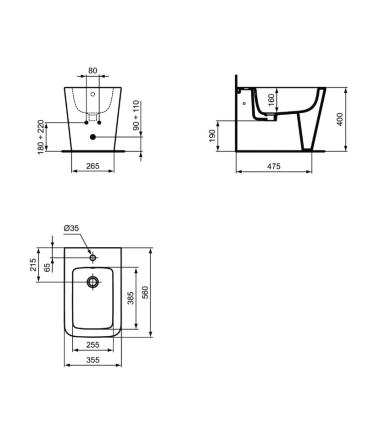 Ideal Standard Blend Cube Single hole back to wall bidet