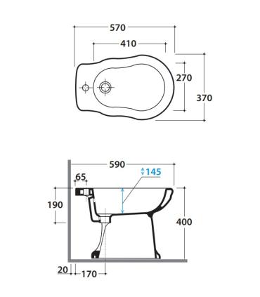 Ceramica Globo Paestum Pa009 Single hole floor bidet 56X37