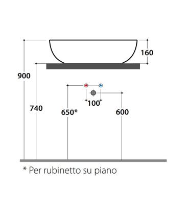 Ceramica Globo T-Edge B6O60 Lavabo Appoggio 60X36