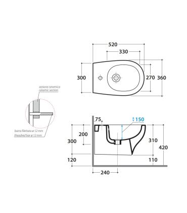 Ceramica Globo Grace Grs10 Bidet Sospeso monoforo