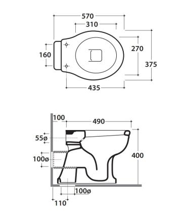 Ceramica Globo Paestum Pa001 Floor drain WC 58X37