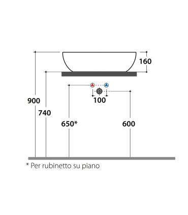 Ceramica Globo T-Edge B6R60 Lavabo Appoggio 60X38
