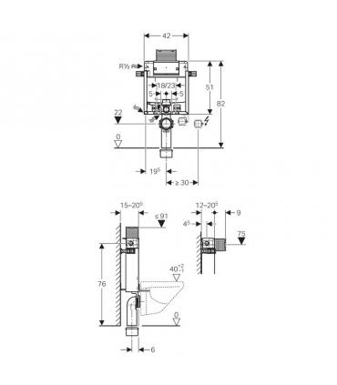 Built in cistern for Wall mounted toilet Geberit Combifix 90 Omega