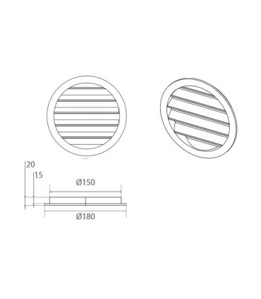 Kit de 2 grilles esthétiques externes à ailettes fixes en aluminium à peindre