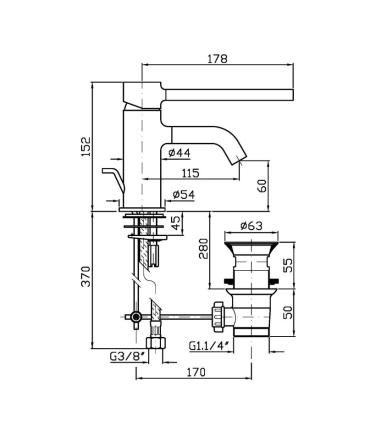 Zucchetti rubinetteria Pan Zp6211 miscelatore Lavabo con scarico