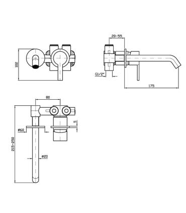 Zucchetti rubinetteria Gill Zgl677 miscelatore Lavabo A Muro 2 fori