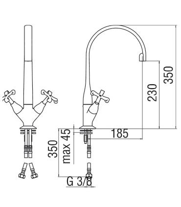 Traditional tap for kitchen 2 lever Nobili Carlos Primero CP217