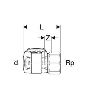 Adaptateur femelle Geberit Flowfit en acier 1/2"