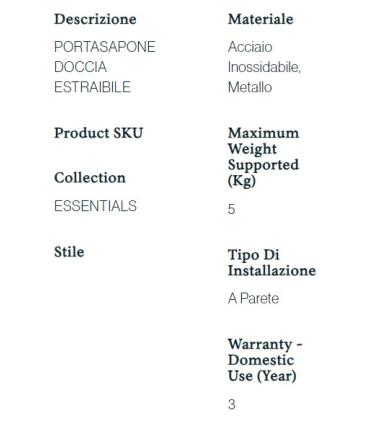 Cosmic Lira porta sapone Doccia estraibile 35X12