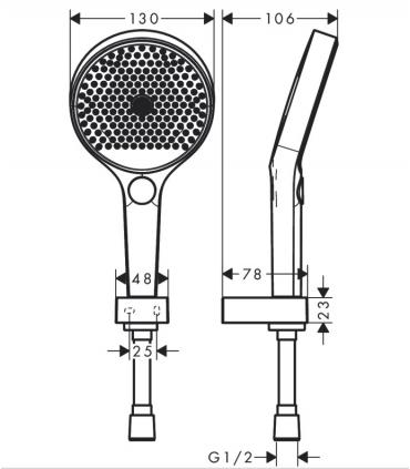 Duplex with hansgrohe Rainfinity 26852 holder and hand shower