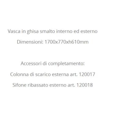 Simas 40100 Vasca da bagno In Ghisa 170X77,5