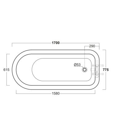 Simas 40100 Vasca da bagno In Ghisa 170X77,5