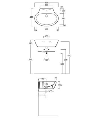 Simas Spazio Lft24 countertop or wall-hung washbasin 60 Oval