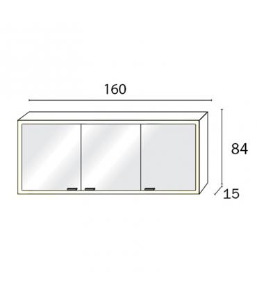 INDA miroir récipient 160x84 cm a 3 ante avec éclairage led