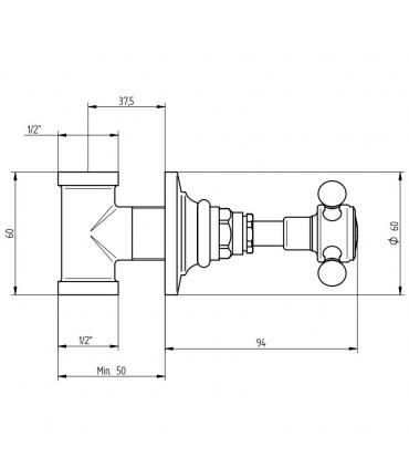 External part Stop valve 1/2'', Bellosta
