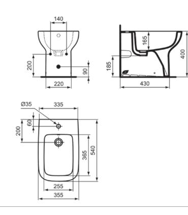 Ideal Standard I.Life A T4641 Bidet back to wall 35x54 monoforo