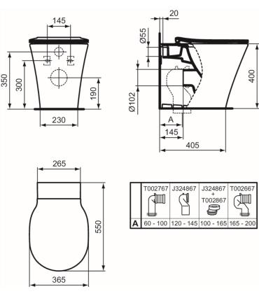 Wc a pavimento BTW Ideal Standard Connect Air con Aquablade E0049
