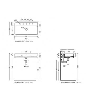 Wall-mounted washbasin Ceramica Flaminia Miniwash series