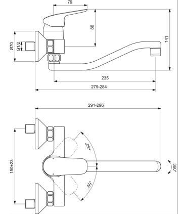 Ideal Standard Ceraflex B5128 miscelatore lavello Muro