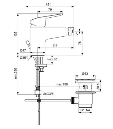 Base de mitigeur de bain-douche encastrée Ideal Standard 115