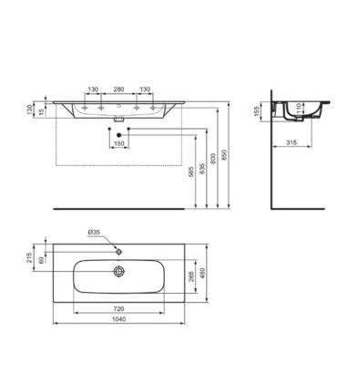 Ideal Standard I.Life A Lavabo Top monoforo
