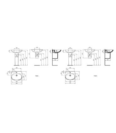 Lavabo sospeso Ideal Standard Tesi T3523 55 cm