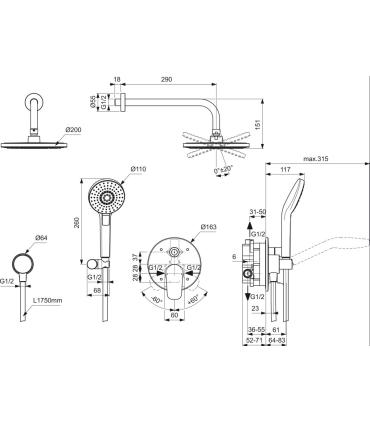 Ideal Standard Ceraflex Bc477 Kit Doccia Tondo