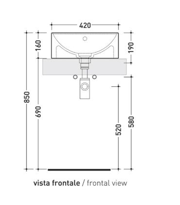 Lavabo da appoggio con piano rubinetteria Flaminia Twin TW42A