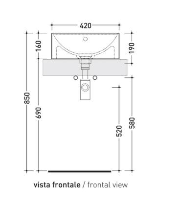 Lavabo da appoggio con piano rubinetteria Flaminia Twin TW42A