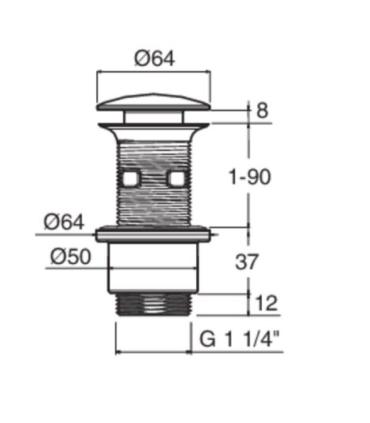 Silfra Wa111 piletta di scarico Lavabo 1"1/4 diametro 64 Up&Down