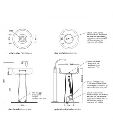 Column For Completing Washbasin, Ceramica Flaminia, Bonola Collection