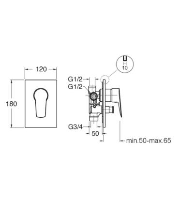 Cristina Rubinetterie Pro1 1P649 miscelatore Doccia incasso con deviatore