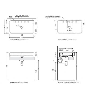 Countertop Washbasin Ceramica Flaminia Miniwash With Tap Top